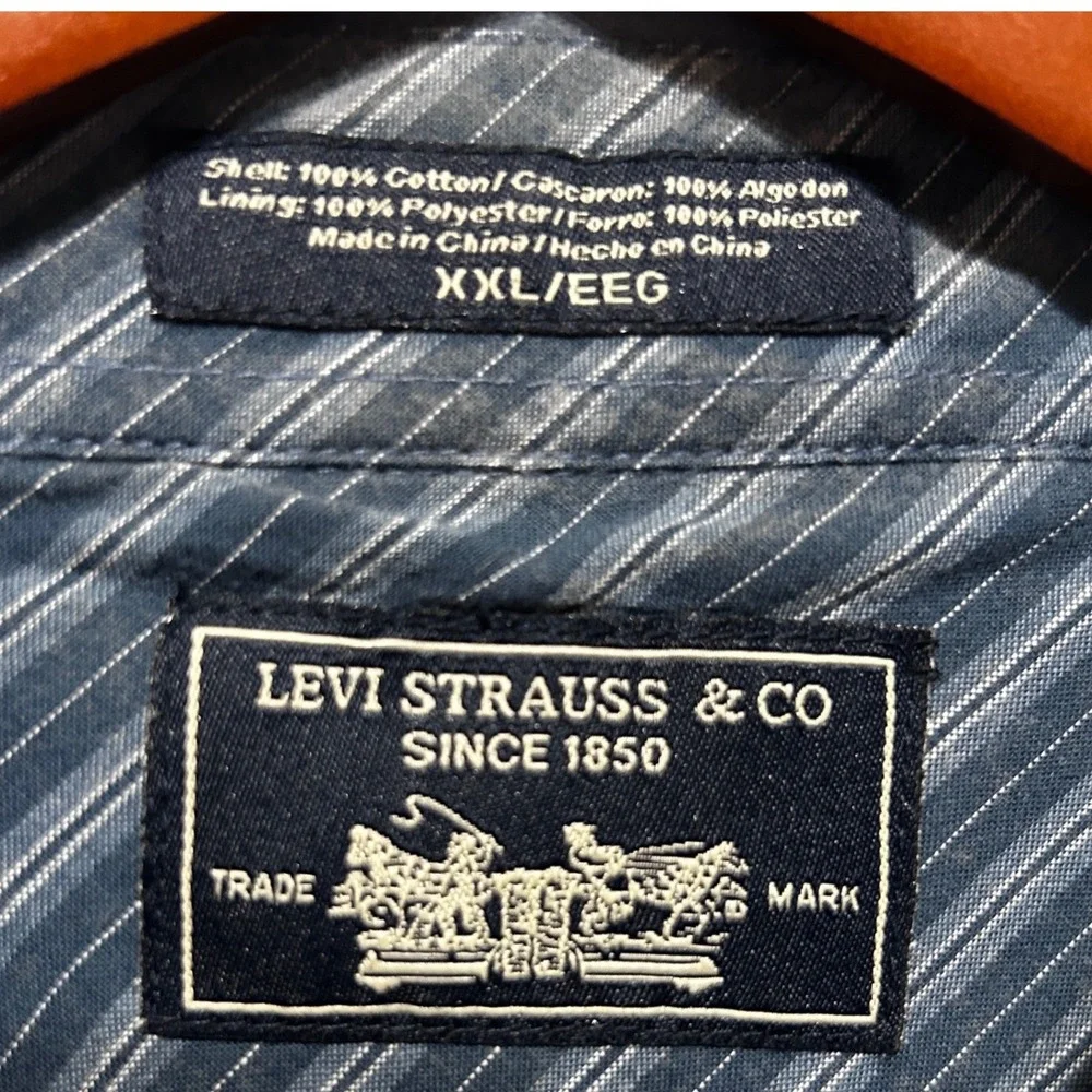 Levis Mens Lined Shirt Jacket XXL Blue Cotton Workwear Chore Coat Rugged Utility